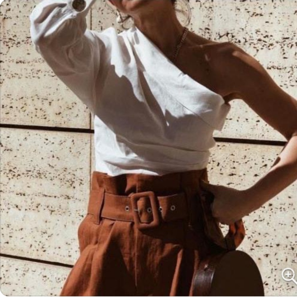 ZARA High waisted paperbag belted pants